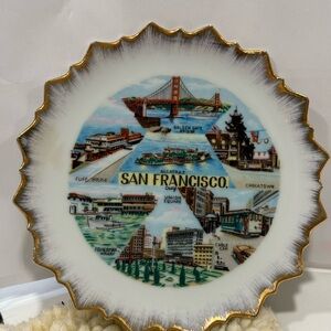 Source Unknown San Francisco Plate with Gold and Blue Accents